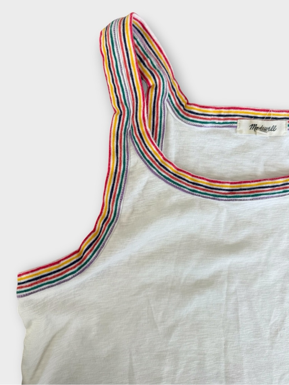 GUC Madewell Cream Tank with Rainbow Stripe Trim | XL - Picture 3 of 8